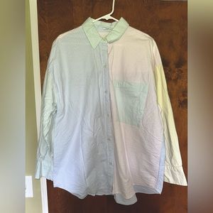 Abercrombie Oversized Button-Down Color-block Striped